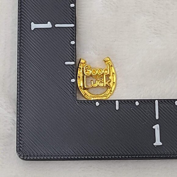Good Luck Horseshoe Lapel Pin Gold Tone Vintage Charm Emblem Tie Tack - Picture 2 of 5